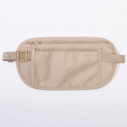 Unisex pung ultratynd rejse sports taljetaske, usynlig taljetaske, plads til pas holder, mobiltelefon, kontanter (beige)