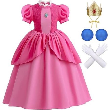 Prinsessekjole til Piger Børn Halloween Cosplay Klæd Ud Prinsesse Kostume med Tilbehør Rose Red 120cm
