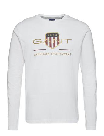 Archive Shield Ls T-Shirt T-Langærmet Skjorte Hvid GANT