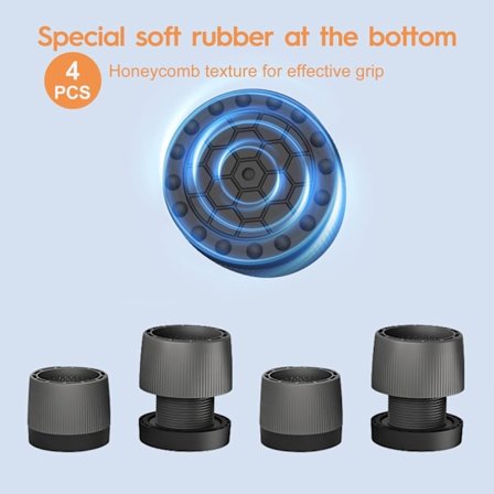 4-pack Antivibrationskuddar för tvättmaskin, justerbara halkfria gummikuddar för tvättmaskin, universella möbelkuddar