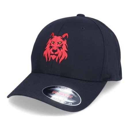 Iconic - Svart flexfit Keps - Red Lion Logo Black Flexfit @ Hatstore
