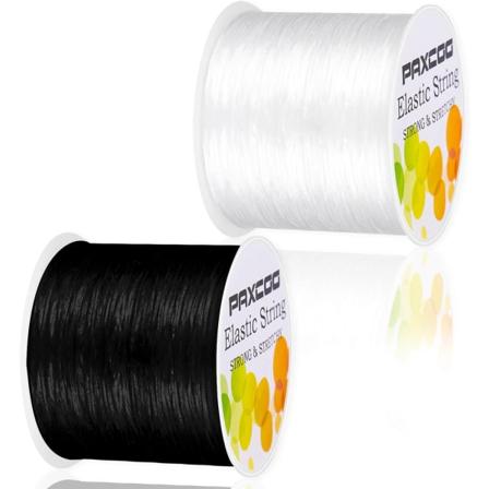 2 Ruller Elastisk Snøre til Armbånd, Stræk Magic Elastisk Snøre Perlekæde Smykke Tråd til Venskab Armbånd, Halskæder, Lerperler, Pony Perler Black & 