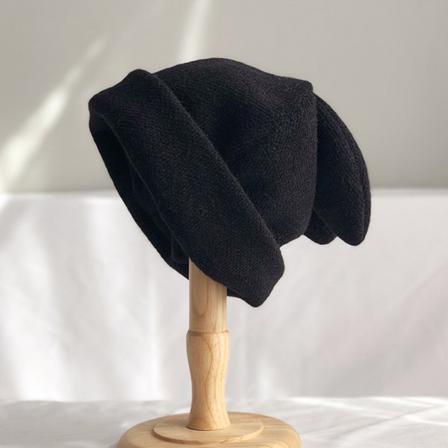 Drapering Öron Päls Mössa Kvinnor Höst Och Vinter Stickad Ull Mössa