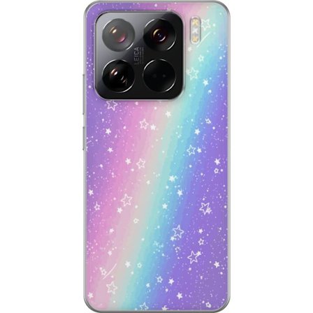 Kompatibel Mobilcover til Xiaomi 15 Pro Rainbow-farvet pastelbaggrund med hvide stjerner og glitrende prikker i blød overgang