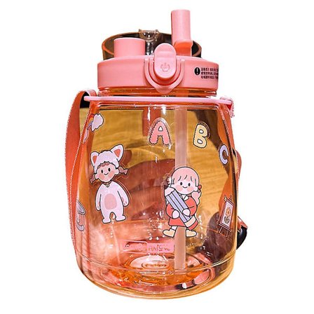 Vattenflaska med stor kapacitet Bärbar sportvattenflaska med söta stereoskopiska klistermärken