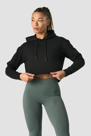 ICANIWILL - Stride Cropped Hoodie Wmn Black - Damen - ICIW