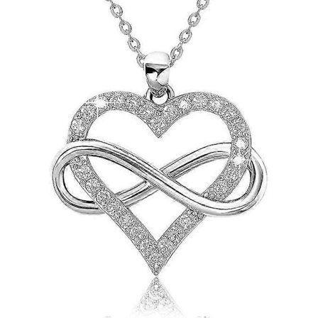 Infinity Hjärthalsband för Kvinnor, Kärlekshjärta Hänge med Cubic Zirconia och Infinity Halsband, 925 Sterling Silver Hjärthalsband för Flickvän