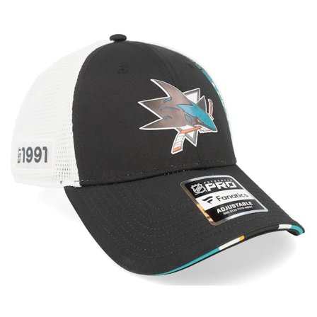 Fanatics - NHL Black trucker Czapka Z Daszkiem - San Jose Sharks Authentic Pro Draft Podium Black/White Trucker @ Hatstore