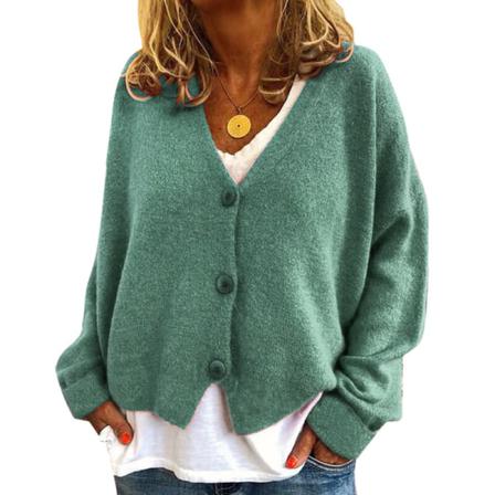 Dam V-ringad Tröja Toppar Vinter Varm Cardigan