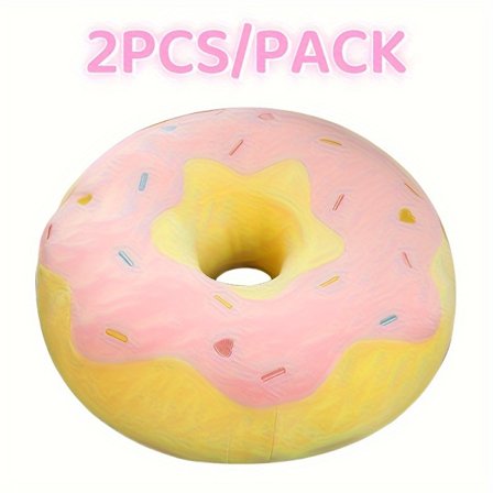 2 stk./PAKKE 38,1 cm Rund Pude Donut, 4 Farver Donut Dekorativ Komfortabel Blød Plys Sjov Madformet Pude Letvægts Siddepude fo[YJD]