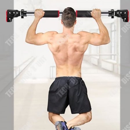 Horisontell stång - TECH DISCOUNT - Inre drag - Röd - 200 kg - Lätt att montera