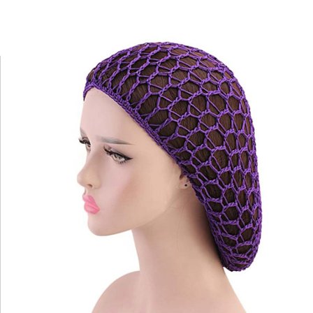 Womens Mesh Hårnät Virkad Cap Enfärgad Snood Sova Nig Black