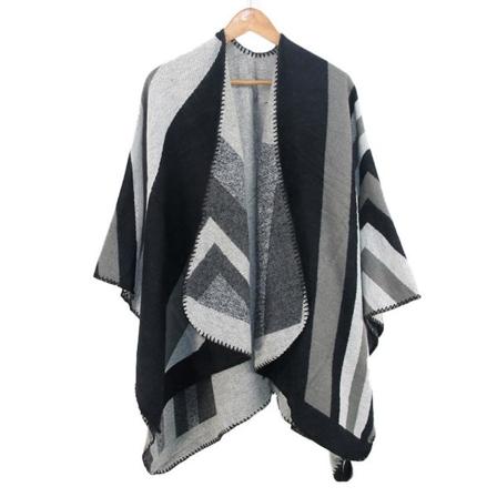 Varm Sjal Scarf Öppen Front Poncho Vinterkofta för Dam