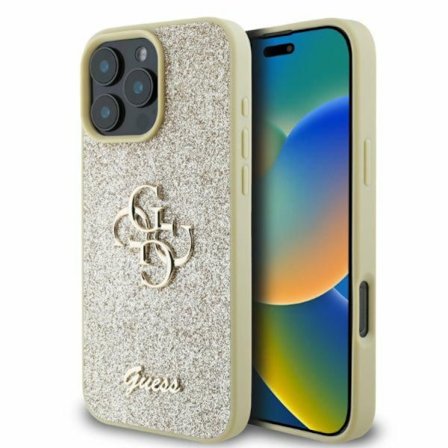 Guess telefontaske til iPhone 16 Pro Max Fast Glitter Big 4G - Guld