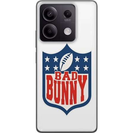 Kompatibelt Mobildeksel til Xiaomi Redmi Note 13 Pro Bad Bunny rød grafisk plakat med portrett og typografi i latinamerikansk popdesign