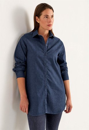 Cellbes of Sweden - Elastisk tunika i denim i mørkeblå / denim til damer i størrelse 54/56