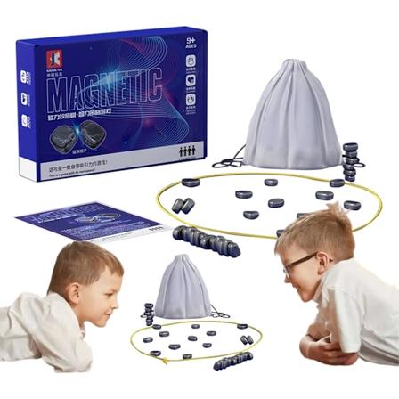 4 Nya Magnet Spel, Premium Magnetisk Schackbräda | Familjefest Kul | Bordsspel | Unik Schack Damleksak (med Rep)
