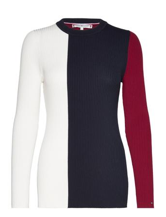 Rwb Colour Block Rib C-Nk Swt Pullover Blå Tommy Hilfiger*Betinget Tilbud
