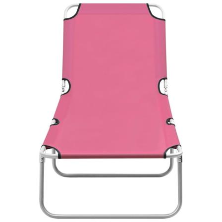 Vidaxl Hopfällbar Solsäng Stål Och Tyg Rosa Rosa