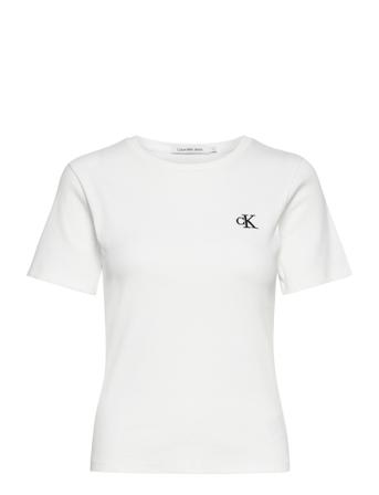 Ck Rib Tee T-shirts & Tops Short-sleeved Hvit Calvin Klein Jeans