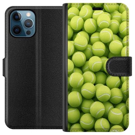 Kompatibel Tegnebogsetui til Apple Apple iPhone 12 Pro Mønster af grønne tennisbolde i høj detalje, sporty motiv med gentagende tekstur og stærke