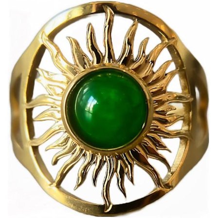 Grøn ring guld nordstjerne ring 18kt boho ring helbredende krystal grøn agat ring stjernetegnsring til kvinder wiccan smykker ægte ædelstensring, , 