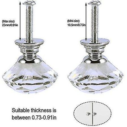 Krystalknapper til døre 10 stk. 30 mm Klar Glasgreb Skab
