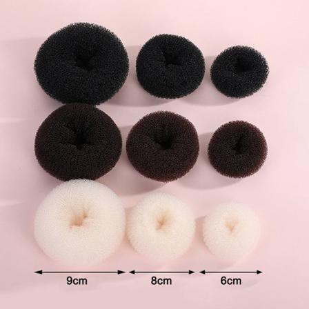 Pakke med 3 hårbolle-donuts til kvinder, sort