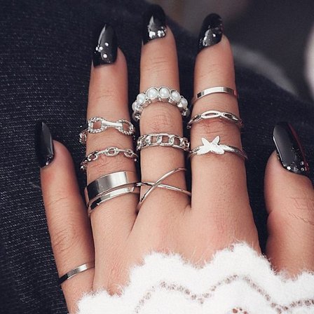 Moderne kvinders åbne ring led ring pinky ring sæt Amazon