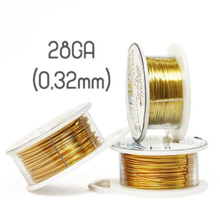 Non-tarnish Gold Wire, 28ga (0,32mm Grov), Guld/ljusguld Nyans Guld