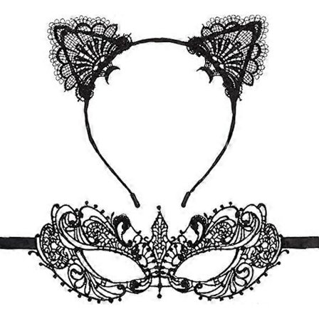 Blonde Katteører Hårbøyle Sexy Maskerade Masker Øyeskje Kostyme Catwoman Øyemaske Sminke Partygaver