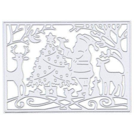 1 st Die Craft Clear Stamp Julgran Julmall (10,2X7,3cm, Silver)