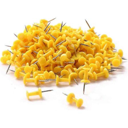 200 st Färgade Plastnålar Dekorativa Kartnålar med Stål för Anslagstavla och DIY Hantverk Hemmakontor Användning (Gul)