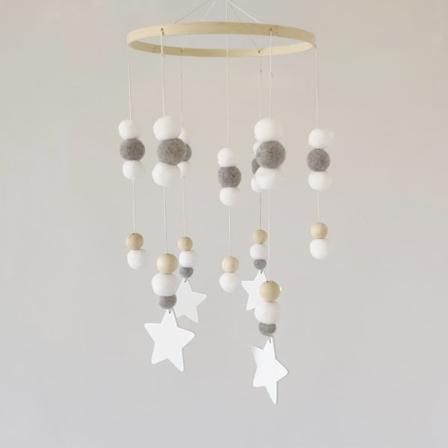 58 x 19,5 x 1 cm, Træ baby børns dekoration - Sky og w