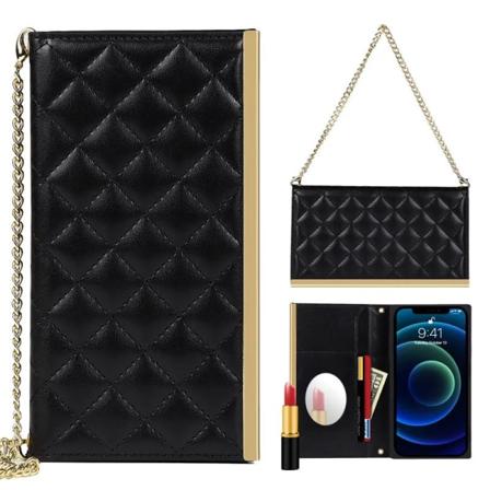 iPhone 14 Plus Lyxigt Crossbody Mobilskal - Vändbar Plånbok med Svart