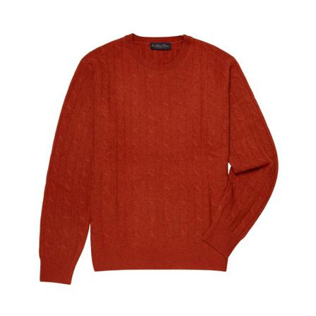 Brooks Brothers Cable-Knit Crew-Neck Sweater Rød, Herre