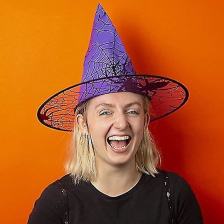 Häxhatt - Vuxen eller barn Halloween-kostym - Häxhatt - Maskeradkläder för kvinnor eller barn 2 st - Röd och lila