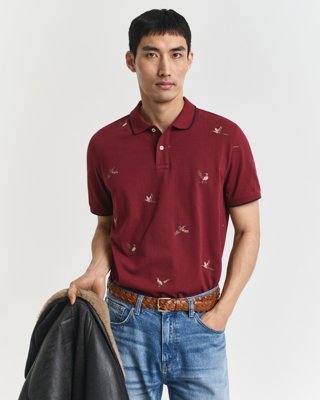 GANT - Brodert poloskjorte til herre plumped red