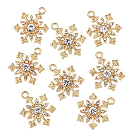 15 stk./sæt Udsøgte Legeringssæt Krystal Snefnug Julekollektion Charm Vedhæng Øreringe Halskæde Smykkefremstilling Tilbehør Golden 15 pieces