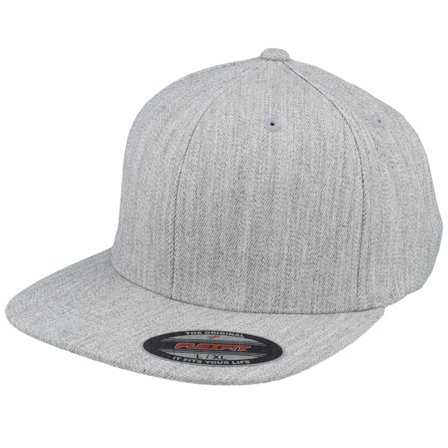 Flexfit - Grå fitted Caps - Flat Brim Heather Grey Fitted @ Hatstore