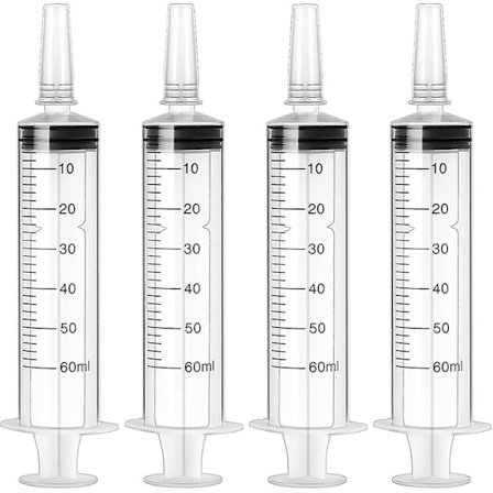 60 ml sprøjte 4-pak plastsprøjte med hætte Fodersprøjte til kæledyr Individuelt pakkede sprøjter Målesprøjte Steril til laboratorier, mad, dispenser