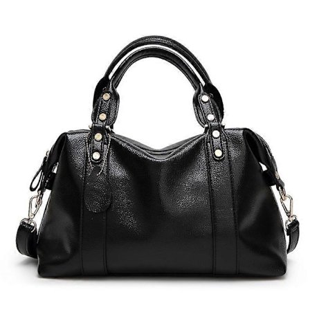 Dameveske Mote Boston Veske Dame Håndveske Skulderveske Crossbody Veske-FARGE: svart