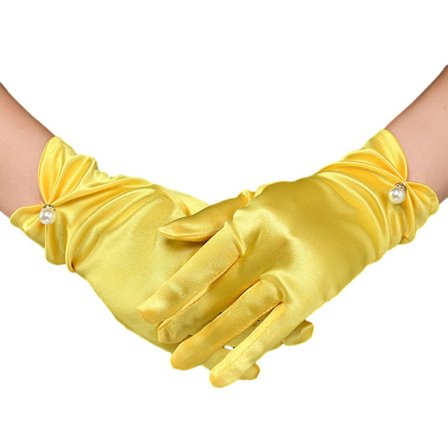 1 par Retro Släta Satin Brudhandskar Faux Pearls Dekor Plisserade manschetter Enfärgade vintage bröllopshandskar