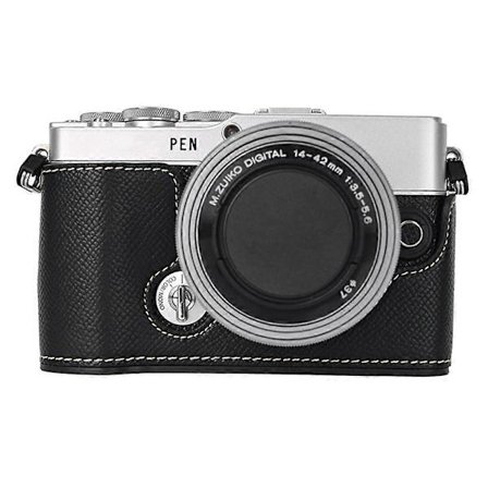 För Olympus PEN E-P7 Kameraväska Texturerat Läder Bottenväska Lätt att Byta Batteri XJG