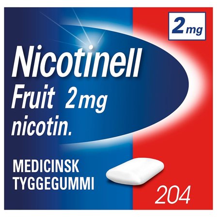Nicotinell Fruit Tyggegummi 2 mg 204 stk, Medicin & Pleje, Rygestop, Nikotintyggegummi