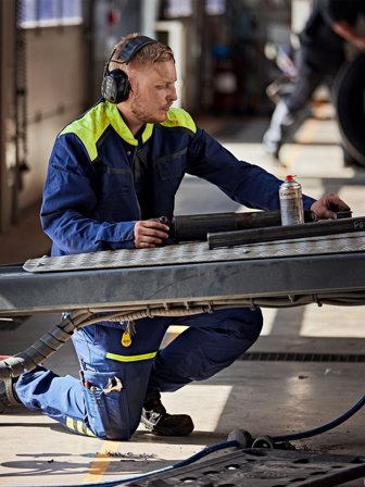 Fristads Herr Jacka 4555 STFP, Marinblå/Neongul