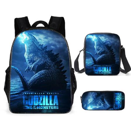 Godzilla-reppu Anime-piirretty Opiskelijoiden koulukassit 3 osan setti