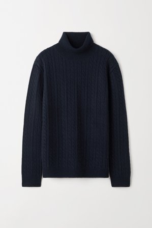 Soft Goat - Men's Cable Knit Turtleneck - Kashmirtröja herr - XXL - Navy