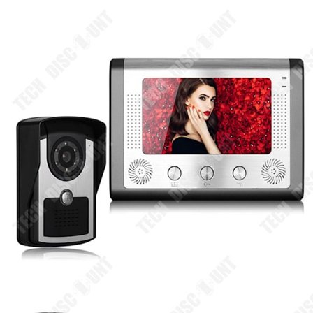 Trådlös dörrklocka - TECH DISCOUNT - HD - 7-tums LCD-skärm - Nattvision - 12 melodier