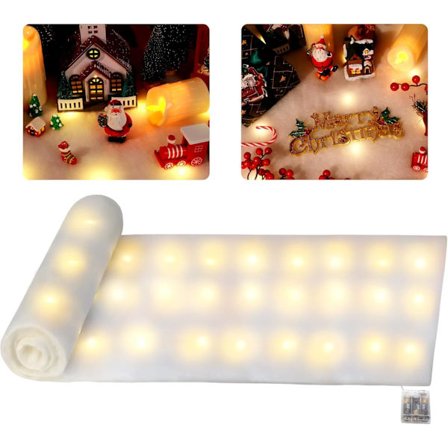 LED Snöfilt med Glitter Batteridriven 45x180cm Juldekoration För Hemfestlig Inomhusdekor